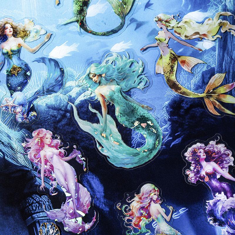 コラージュ 素材 シール 人物 女性 人魚 マーメイド ジャンク