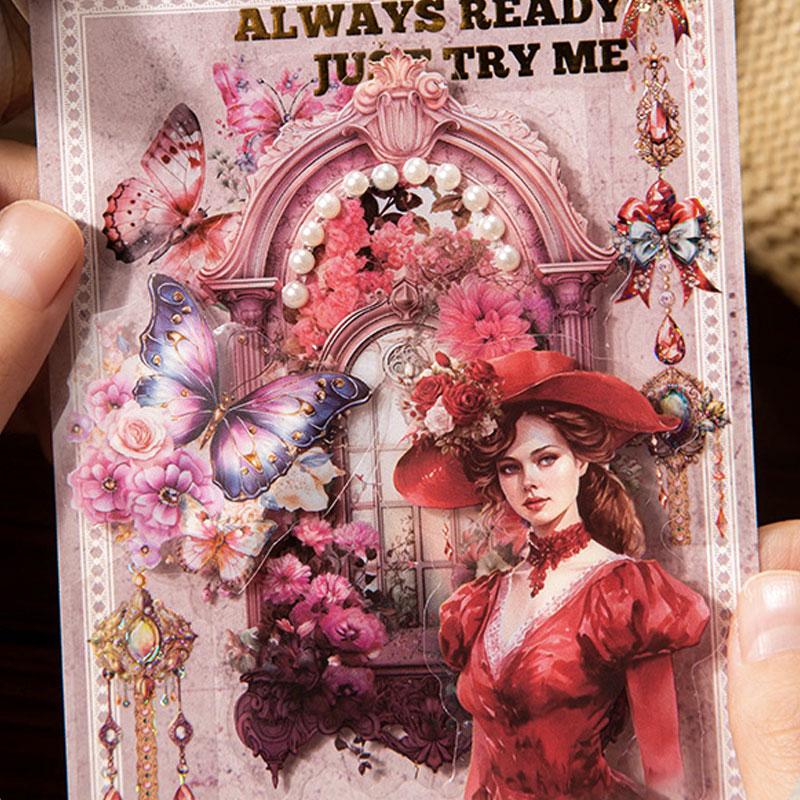 コラージュ 素材 シール 窓 窓枠 ウィンドウ 花 植物 ジャンク