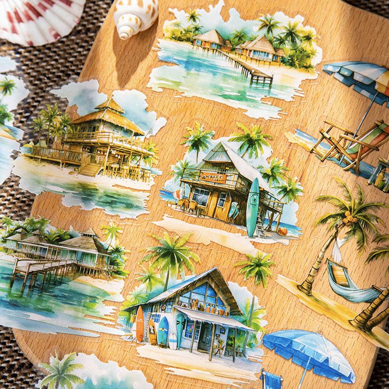 コラージュ 素材 シール 風景 景色 休暇 キャンプ ジャンクジャーナル