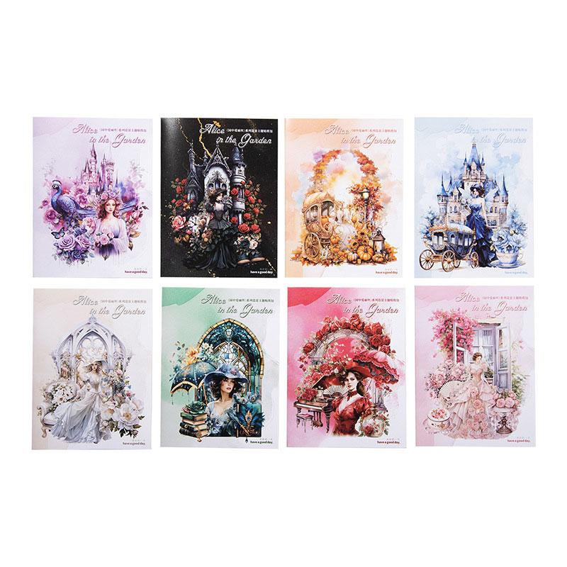 コラージュ 素材 シール 人物 女性 ドレス 薔薇 バラ 城 馬車 ジャンク