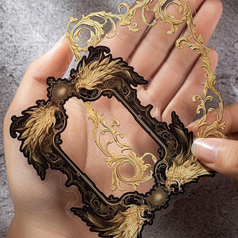 コラージュ 素材 シール 額縁 フレーム 額 翼 羽 ジャンク