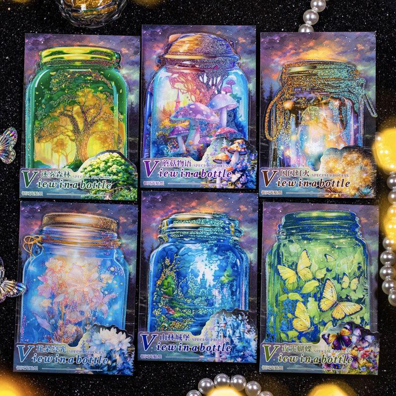 コラージュ 素材 シール ボトル 瓶 ビン 蝶 キノコ 花 ジャンク