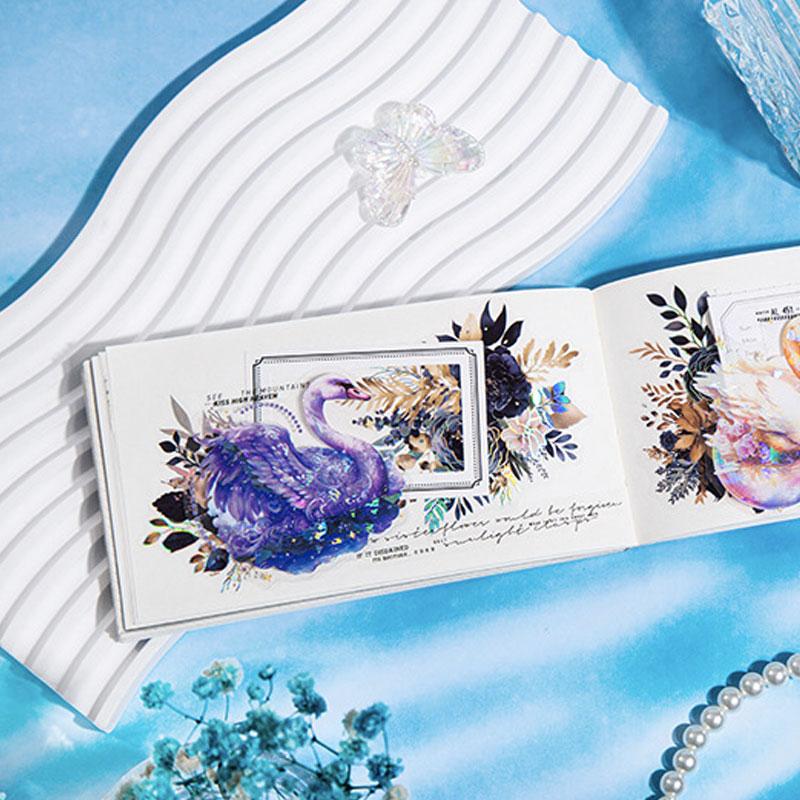 コラージュ 素材 シール 白鳥 スワン 鳥 羽 翼 ジャンクジャーナル