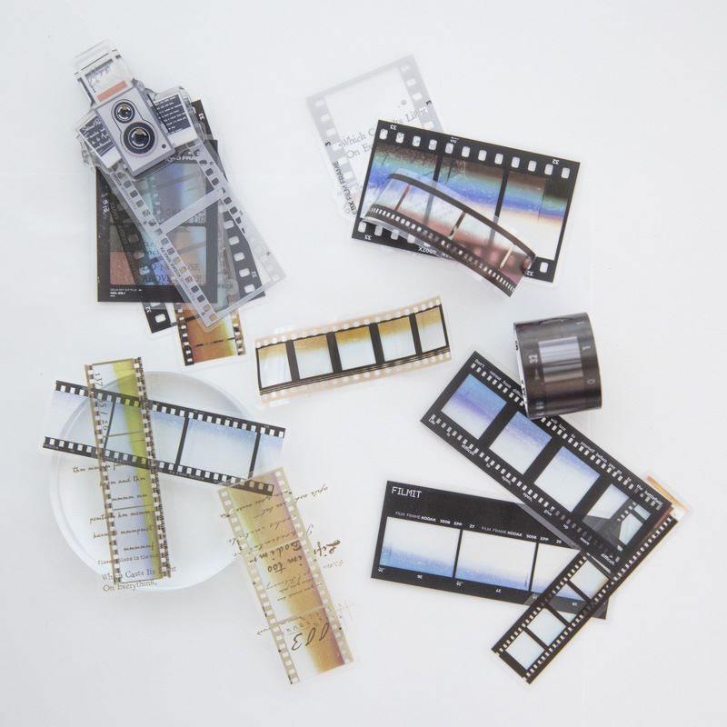 コラージュ 素材 シール カメラ ネガ フィルム 写真 英字 ジャンク 