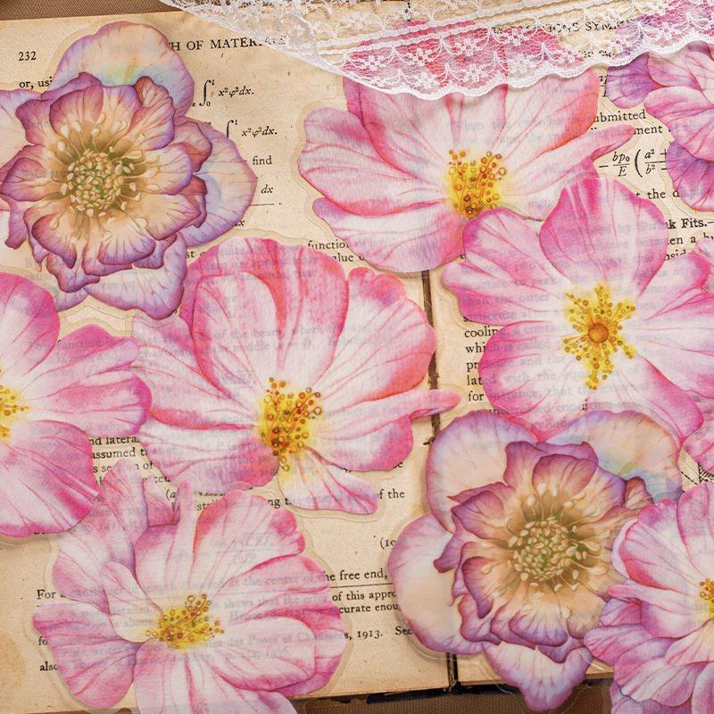 コラージュ 素材 シール ユリ 薔薇 牡丹 花 バラ ジャンクジャーナル
