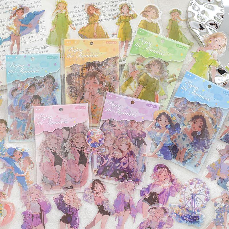 コラージュ 素材 シール 女の子 人物 女性 夏 海 水着 ジャンク