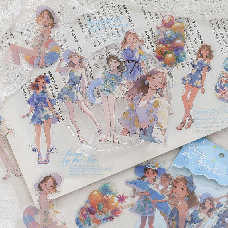コラージュ 素材 シール 女の子 人物 女性 夏 海 水着 ジャンク