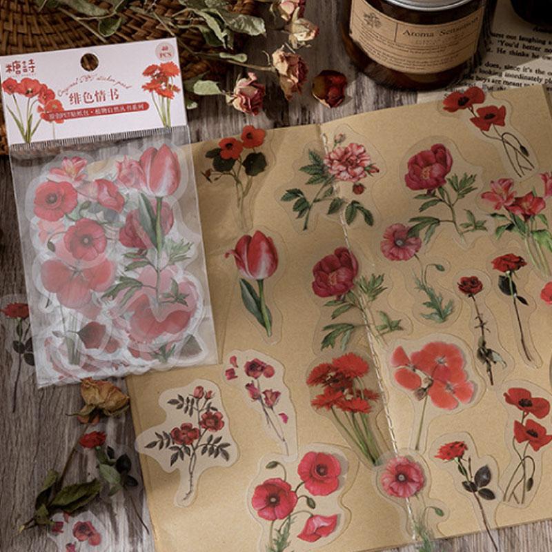 コラージュ 素材 シール 花 植物 押し花 きのこ ボタニカル ジャンク