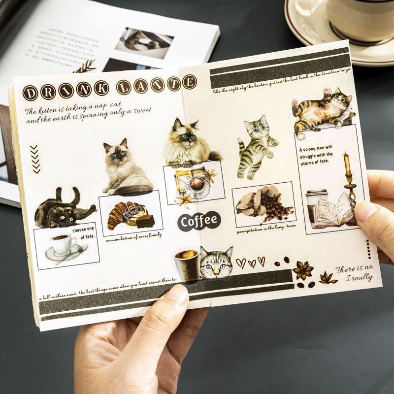 コラージュ 素材 シール 珈琲 猫 カフェ コーヒー ねこ ジャンクジャーナル アンティーク ヴィンテージ レトロ ステッカー 海外 手帳 フレーク シール | ブランド登録なし | 16