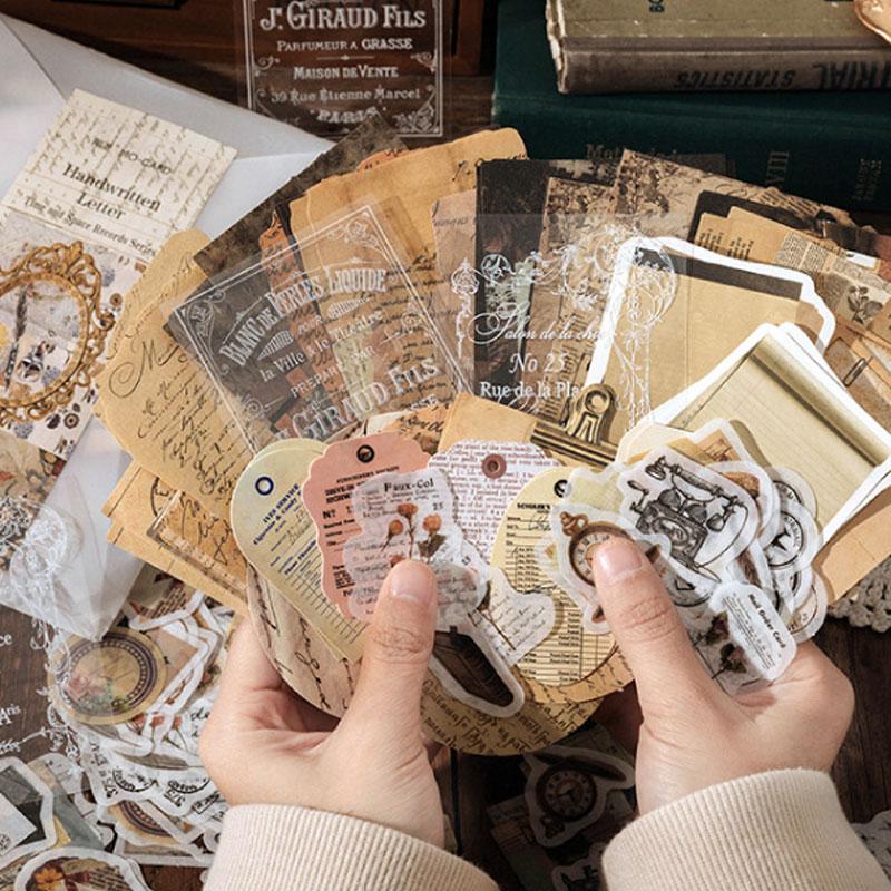 ジャンクジャーナル素材 ヴィンテージ コレクション コラージュ 素材 シール 帯状 細長い ジャンクジャーナル アンティーク