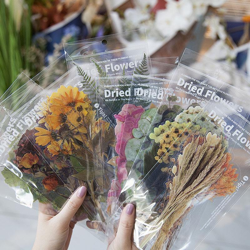 コラージュ 素材 シール 花 ドライフラワー 押し花 バラ 薔薇 ジャンク