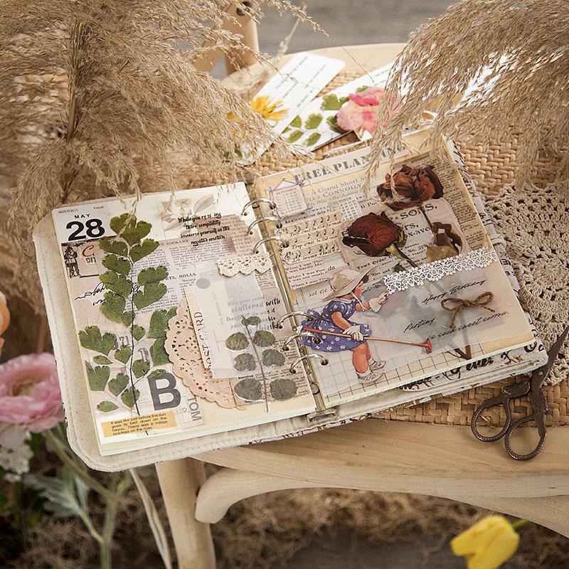 コラージュ 素材 シール 花 ドライフラワー 押し花 バラ 薔薇 ジャンク
