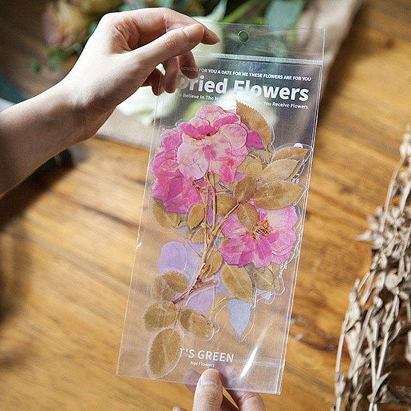 コラージュ 素材 シール 花 ドライフラワー 押し花 バラ 薔薇 ジャンク