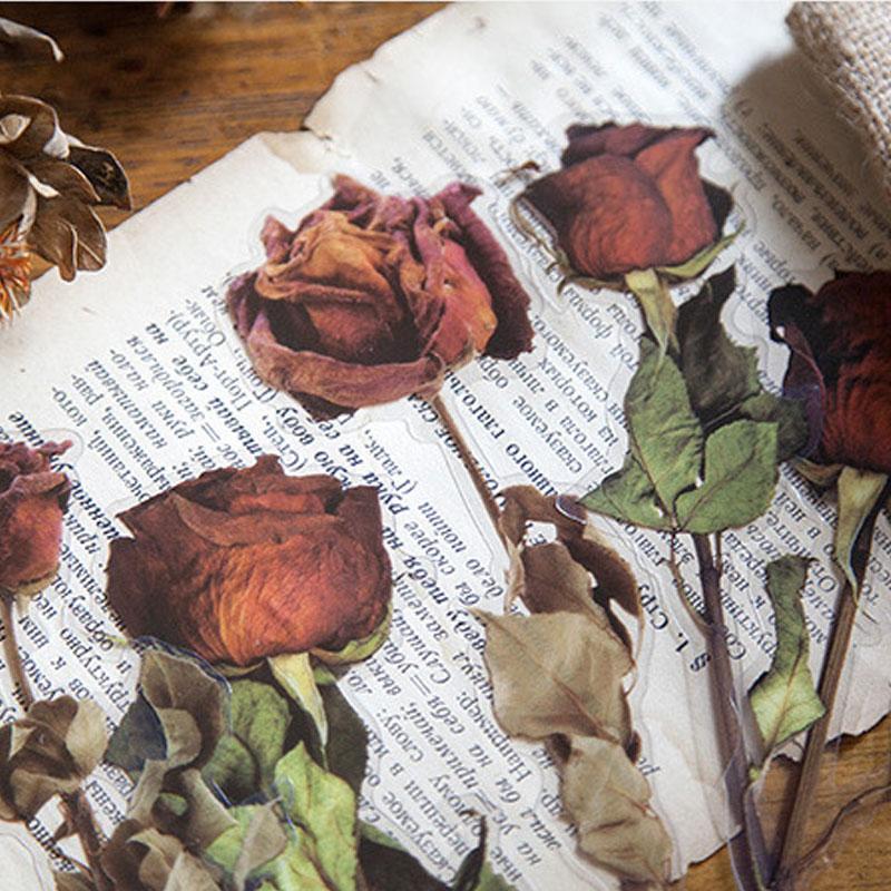 コラージュ 素材 シール 花 ドライフラワー 押し花 バラ 薔薇 ジャンク