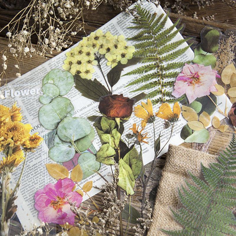 コラージュ 素材 シール 花 ドライフラワー 押し花 バラ 薔薇 ジャンク