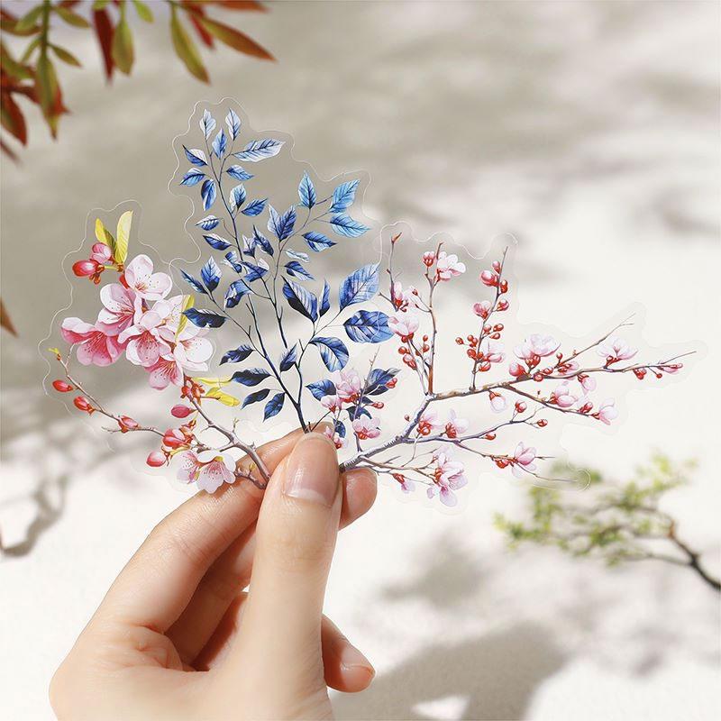 コラージュ 素材 シール 花 桜 新芽 枝 木 ジャンクジャーナル