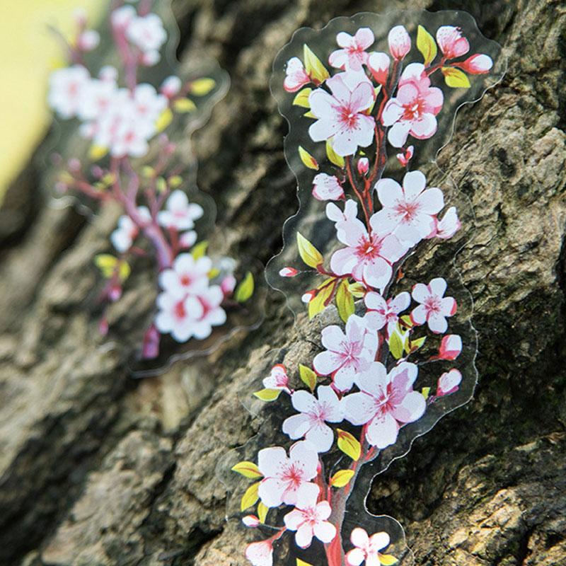 コラージュ 素材 シール 花 桜 新芽 枝 木 ジャンクジャーナル