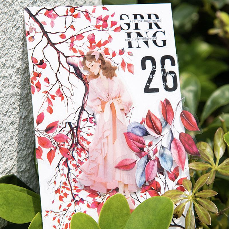 コラージュ 素材 シール 花 桜 新芽 枝 木 ジャンクジャーナル