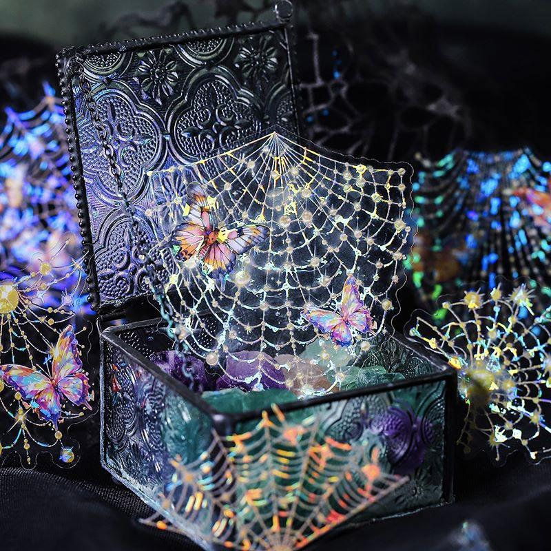 コラージュ 素材 シール 蜘蛛の巣 蜘蛛 バタフライ 蝶 ジャンク