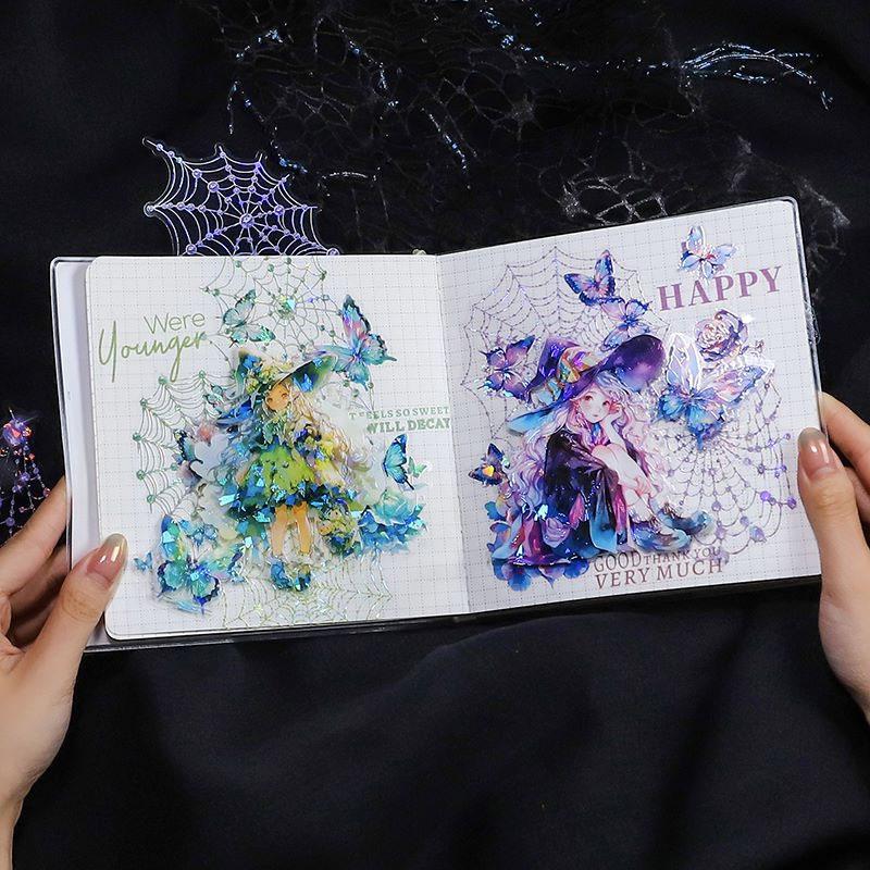 コラージュ 素材 シール 蜘蛛の巣 蜘蛛 バタフライ 蝶 ジャンク