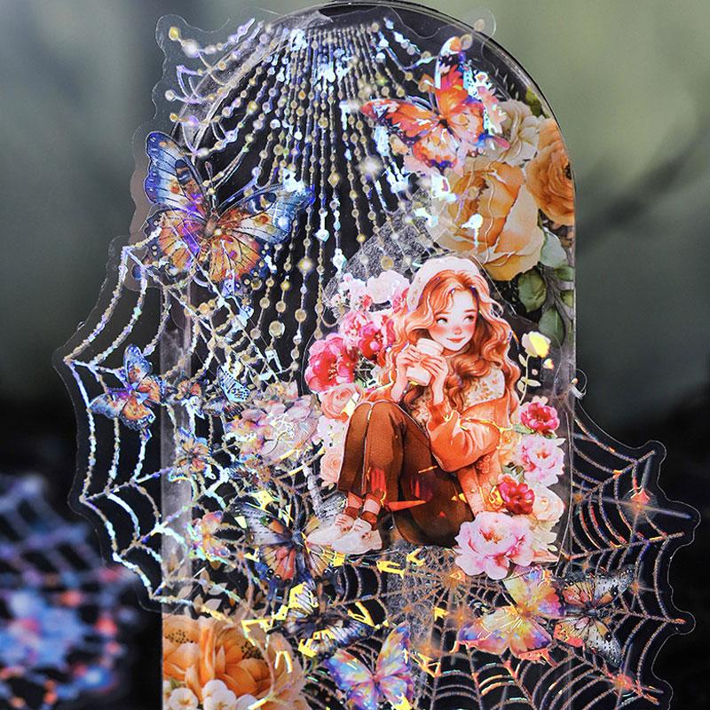 コラージュ 素材 シール 蜘蛛の巣 蜘蛛 バタフライ 蝶 ジャンク