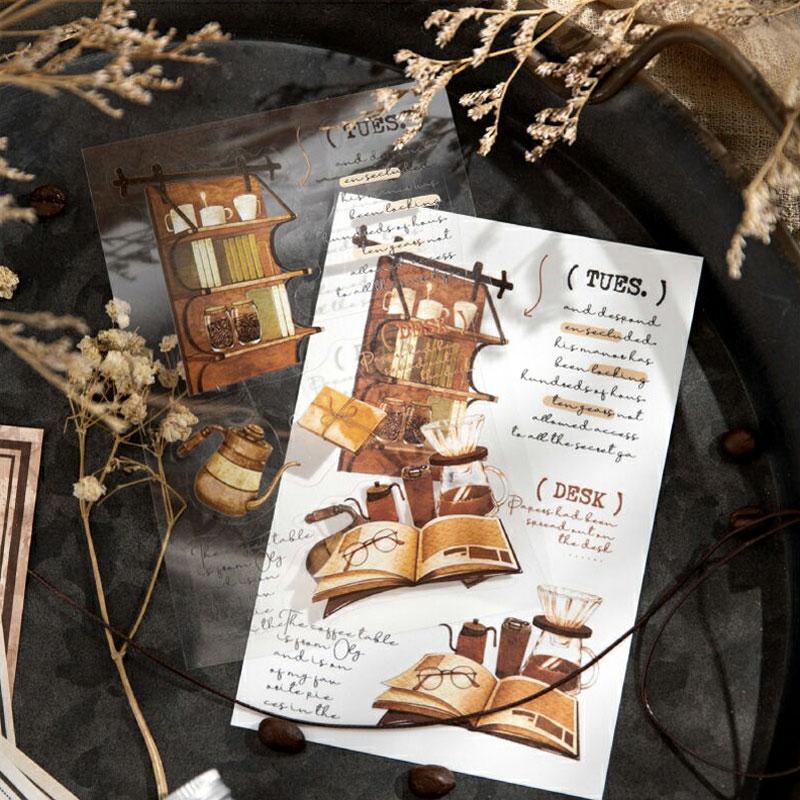 コラージュ 素材 シール コーヒー カフェ 珈琲 ジャンクジャーナル
