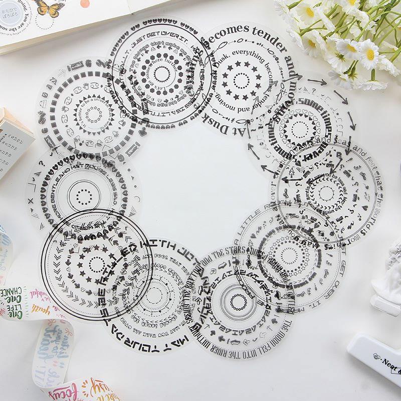 コラージュ 素材 シール 英字 数字 アルファベット サークル 円