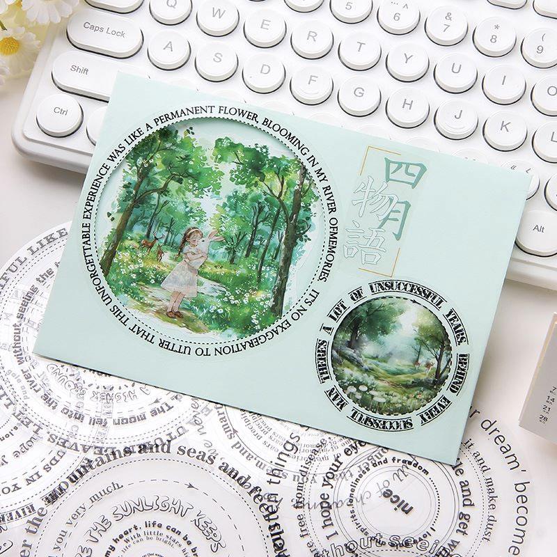 コラージュ 素材 シール 英字 数字 アルファベット サークル 円