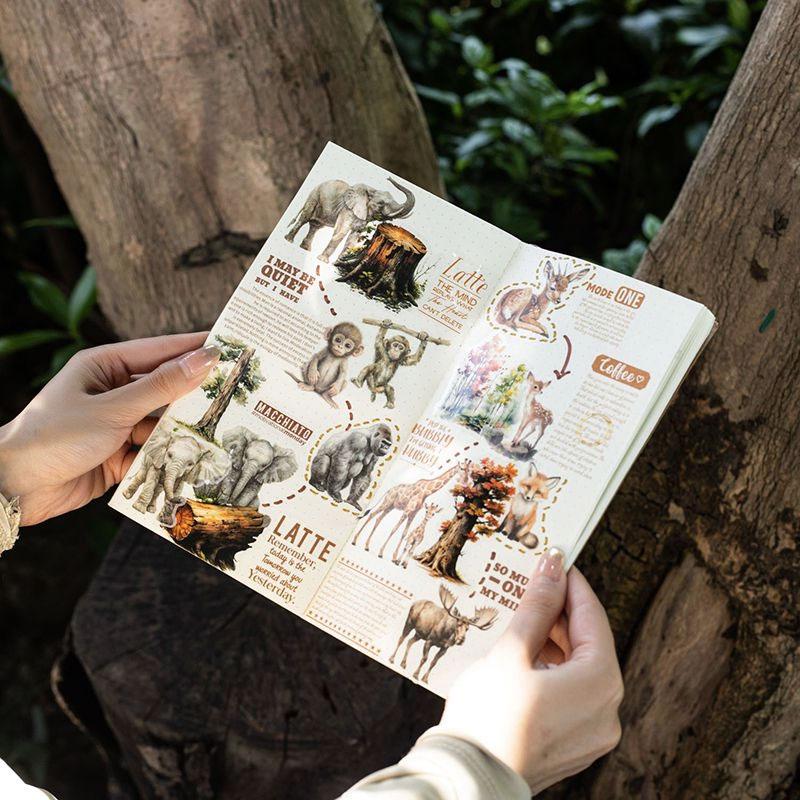 コラージュ 素材 シール 動物 ライオン キリン ゾウ クマ トラ