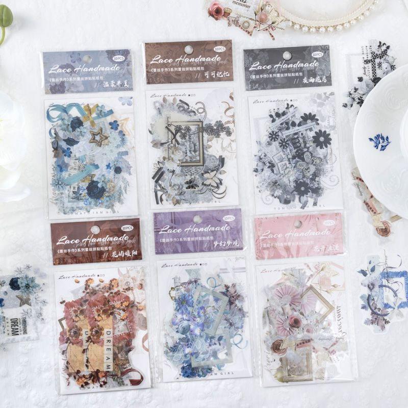 コラージュ 素材 シール リボン レース 蝶 花 アクセント おしゃれ