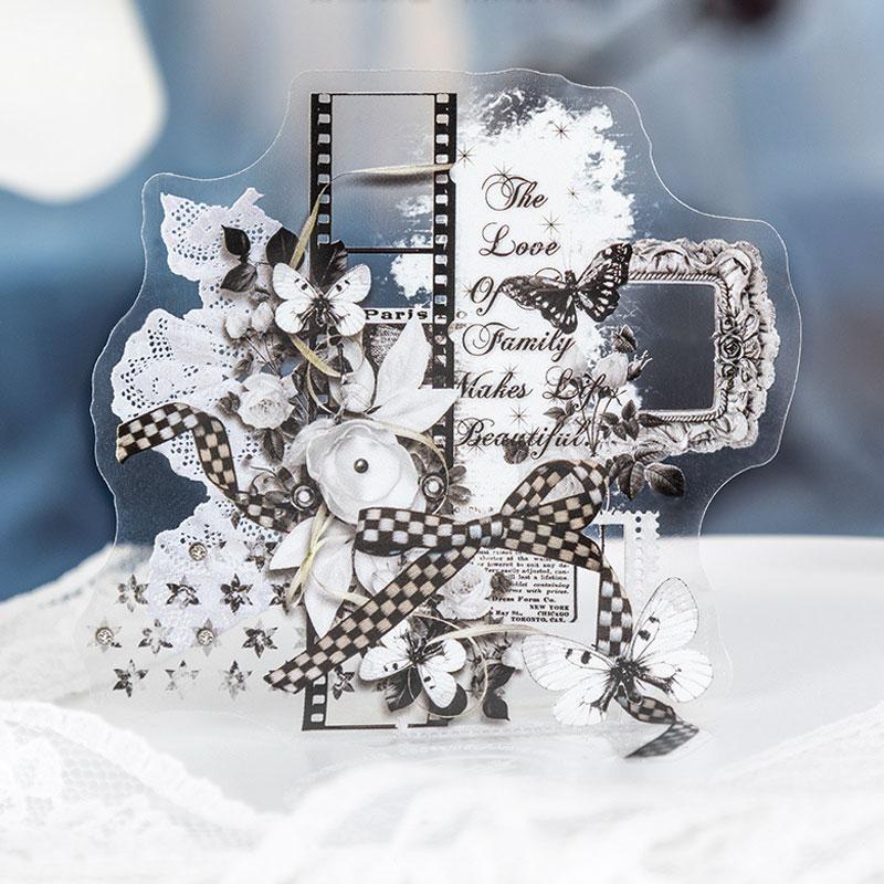 コラージュ 素材 シール リボン レース 蝶 花 アクセント おしゃれ