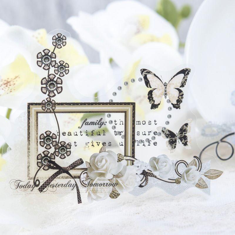 コラージュ 素材 シール リボン レース 蝶 花 アクセント おしゃれ