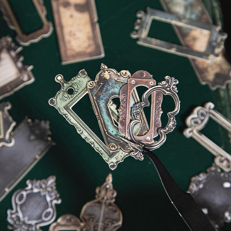 コラージュ 素材 シール ラベル プレート 金具 メタル ヴィンテージ