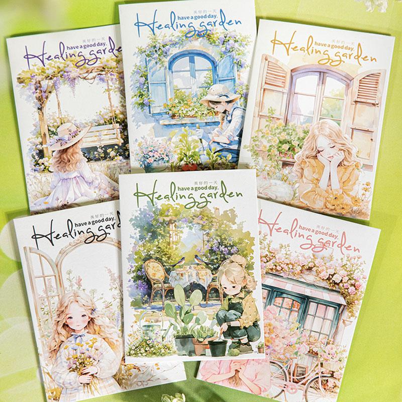 コラージュ 素材 シール 人物 女性 女の子 花 フラワー 窓 窓枠 小屋