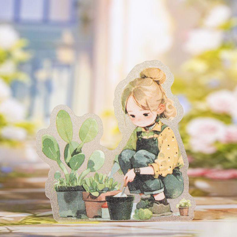 コラージュ 素材 シール 人物 女性 女の子 花 フラワー 窓 窓枠 小屋