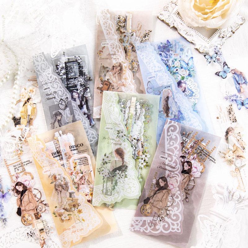 コラージュ 素材 シール 人物 女性 レース カメラ フィルム フレーム