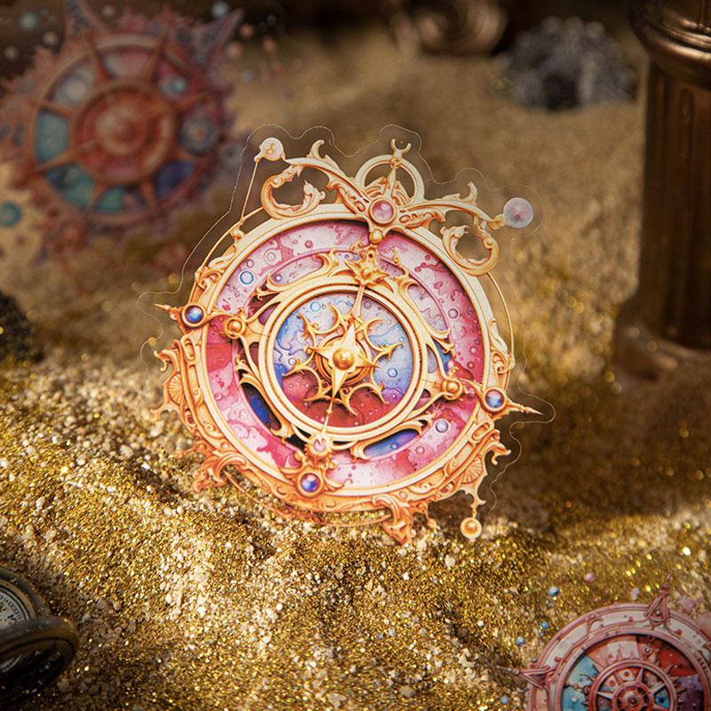 コラージュ 素材 シール 魔法 宇宙 コンパス 方位磁針 月 星 懐中時計