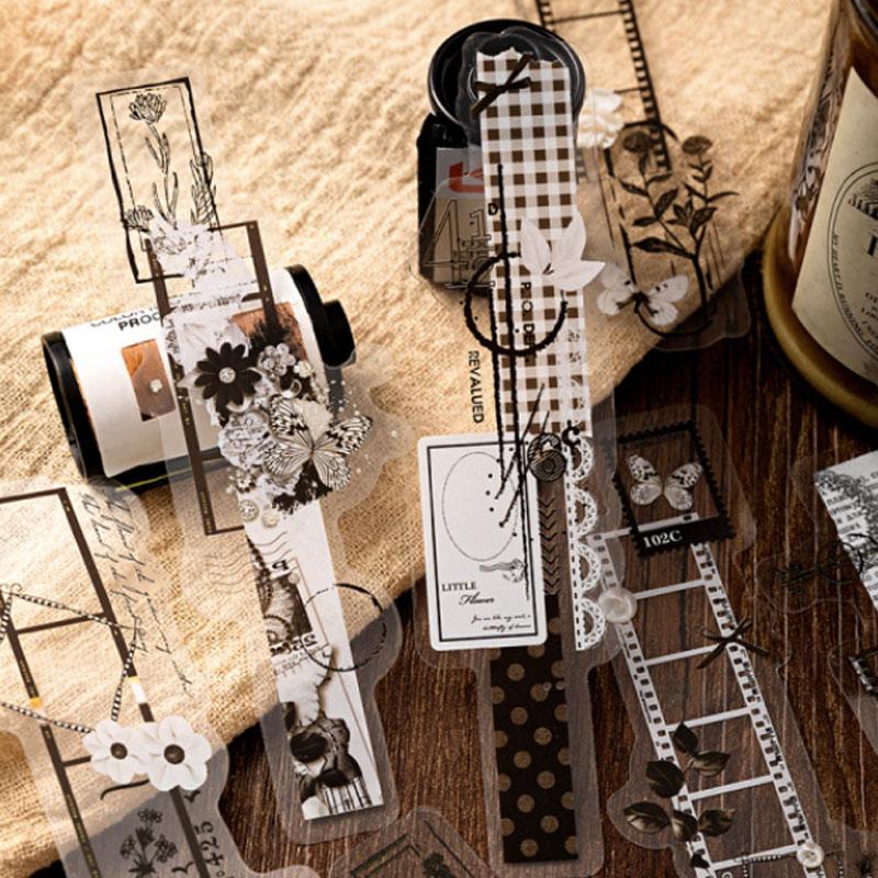 コラージュ 素材 シール 花 蝶 フィルム フレーム おしゃれ 手帳