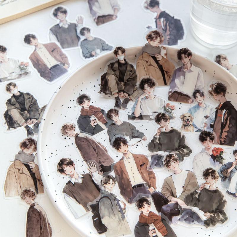 コラージュ 素材 シール 人物 男性 青年 少年 男の子 ジャケット スーツ コート 制服 手帳 ジャンクジャーナル 海外 手帳 アンティーク ...