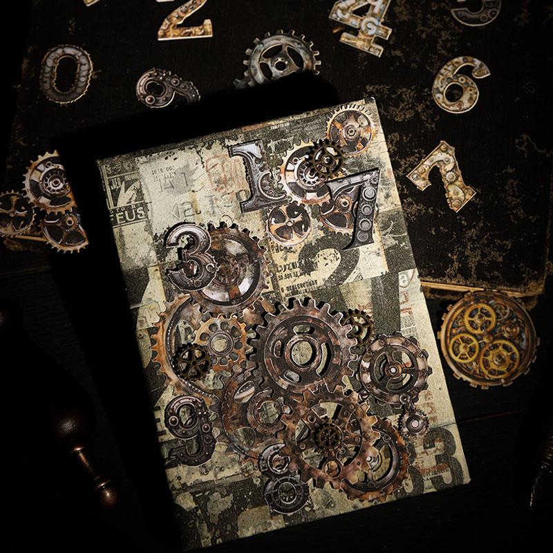 コラージュ 素材 シール 歯車 金具 ギヤ 数字 ナンバー 部品 パーツ