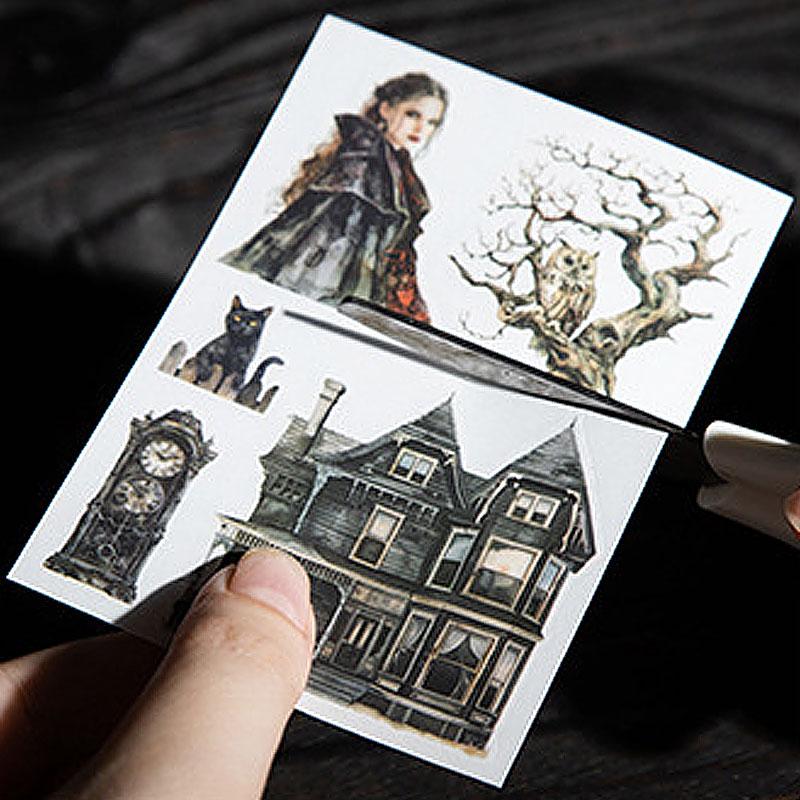 コラージュ 素材 シール 転写 ハロウィン 魔女 悪魔 幽霊 お化け