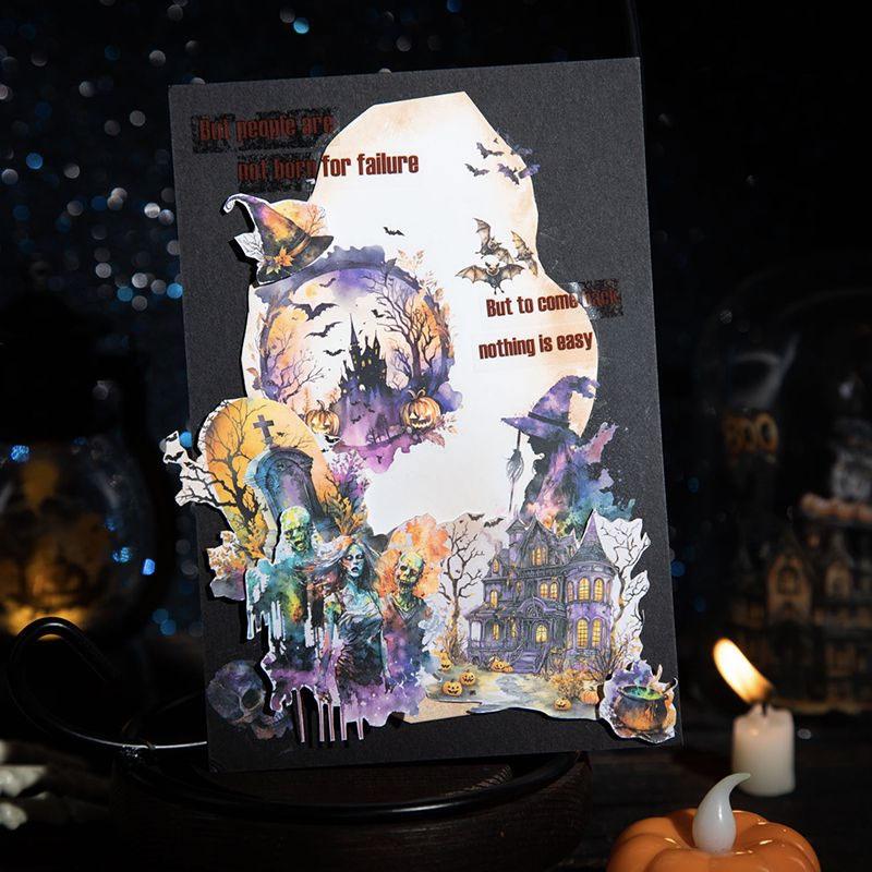 コラージュ 素材 シール 転写 ハロウィン 魔女 悪魔 幽霊 お化け