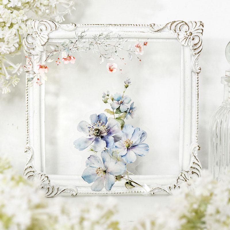 コラージュ 素材 シール 植物 花 フラワー 綿花 ホワイト 手帳