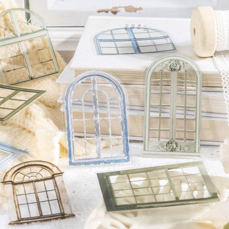 コラージュ 素材 シール 窓 窓枠 開き窓 フレーム サッシ ウィンドウ