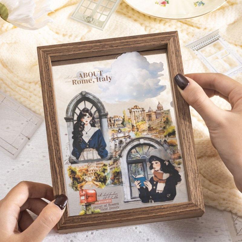 コラージュ 素材 シール 窓 窓枠 開き窓 フレーム サッシ ウィンドウ