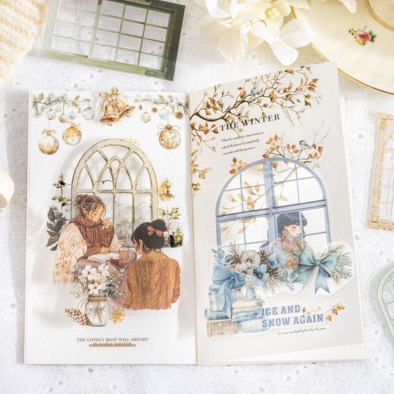 コラージュ 素材 シール 窓 窓枠 開き窓 フレーム サッシ