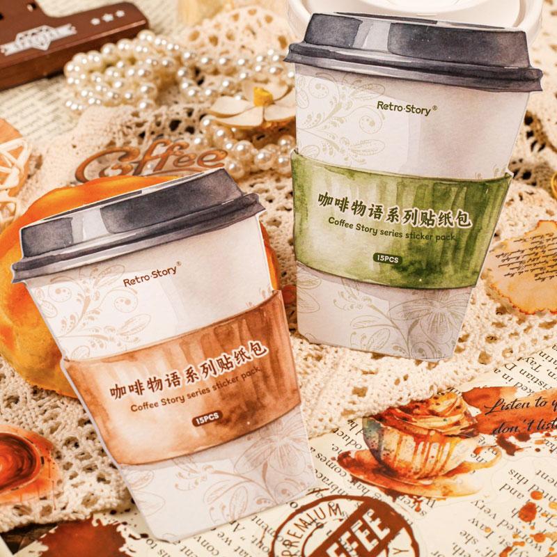 コラージュ 素材 シール コーヒー 珈琲 カフェ マグカップ 染み 輪染み