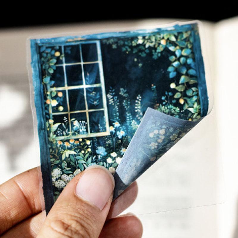 コラージュ 素材 シール 窓辺 景色 部屋 インテリア 海辺 星空 夜景 窓