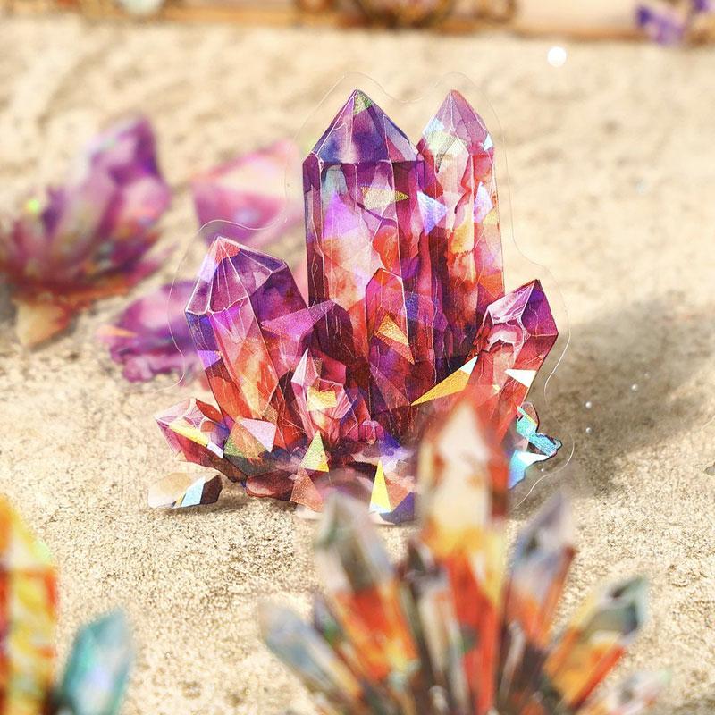 コラージュ 素材 シール 宝石 水晶 結晶 クリスタル 鉱石 鉱物 貴石
