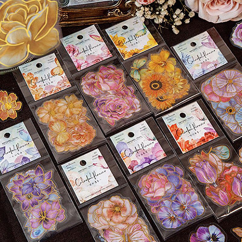 コラージュ 素材 シール 花 フラワー 箔押し バラ ヒマワリ パンジー